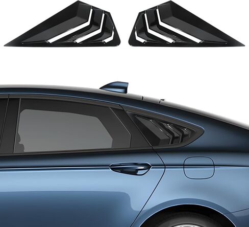 Flixon 2PCS Window Louvers Racing Style Compatible with 2022-2024 Ford Mondeo Fusion, Exterior Rear Side Window Louvers Air Vent Scoop Shades Cover Blinds (Glossy Black) in Saudi Arabia