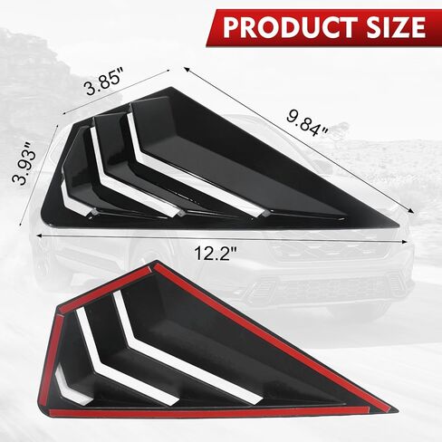 Flixon 2PCS Window Louvers Racing Style Compatible with 2022-2024 Ford Mondeo Fusion, Exterior Rear Side Window Louvers Air Vent Scoop Shades Cover Blinds (Glossy Black) in Saudi Arabia