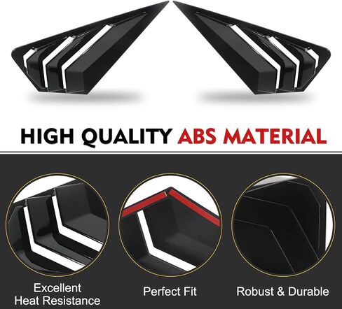 Flixon 2PCS Window Louvers Racing Style Compatible with 2022-2024 Ford Mondeo Fusion, Exterior Rear Side Window Louvers Air Vent Scoop Shades Cover Blinds (Glossy Black) in Saudi Arabia