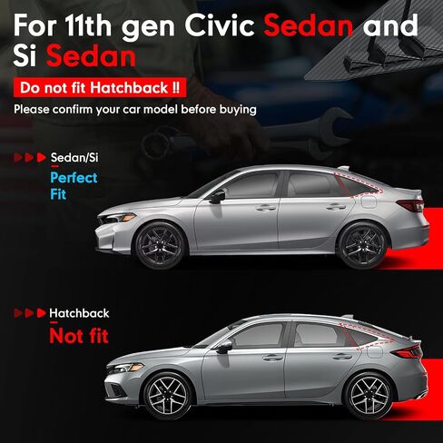 2pcs سيدان متوافقة مع 11th Gen Honda Civic 2025 2024 2023 2022 الملحقات السيارة الخارجي النافذة الجانبية الجانبية لافازات الهواء تنفيس مغرفة الغلاف الستائر -بلاك بلود (سيدان) in Kuwait