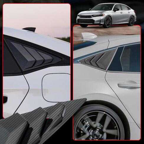 2pcs سيدان متوافقة مع 11th Gen Honda Civic 2025 2024 2023 2022 الملحقات السيارة الخارجي النافذة الجانبية الجانبية لافازات الهواء تنفيس مغرفة الغلاف الستائر -بلاك بلود (سيدان) in Kuwait
