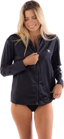 RIP Curl Women's Long Sleeve zip-up ، Rashguard مقنع مع UPF أكثر من 50+ حماية من أشعة الشمس الجافة ، قميص السباحة الرطبة رطوبة in Kuwait
