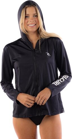 RIP Curl Women's Long Sleeve zip-up ، Rashguard مقنع مع UPF أكثر من 50+ حماية من أشعة الشمس الجافة ، قميص السباحة الرطبة رطوبة in Kuwait