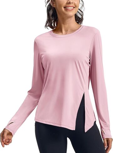 Rdruko Women's Sun Shirt Long Longe Upf 50+ UV Rash Guard Workout Outdoor Gym Tops with thumbholes in Kuwait