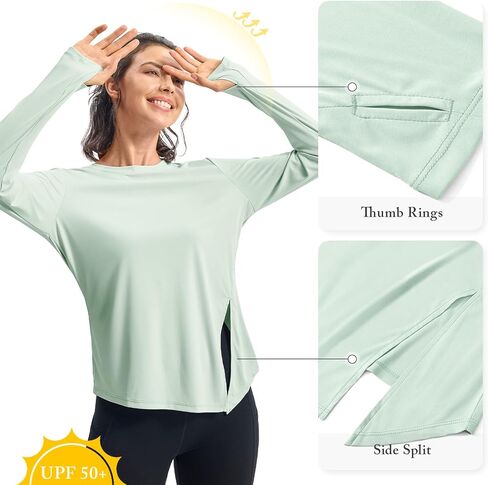 Rdruko Women's Sun Shirt Long Sleeve UPF 50+ UV Rash Guard Workout Outdoor Gym Hiking Tops with Thumbholes in Saudi Arabia