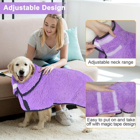 Dog Bathrobe Super Absorbent Dog Towels for Drying Dogs Large Quick Drying Dog Robes for After Bath Soft Dog Drying Towel Adjustable Dog Drying Coat to Keep Dog Warm(S-XXL) in Saudi Arabia