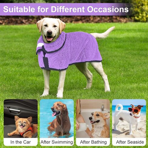 Dog Bathrobe Super Absorbent Dog Towels for Drying Dogs Large Quick Drying Dog Robes for After Bath Soft Dog Drying Towel Adjustable Dog Drying Coat to Keep Dog Warm(S-XXL) in Saudi Arabia