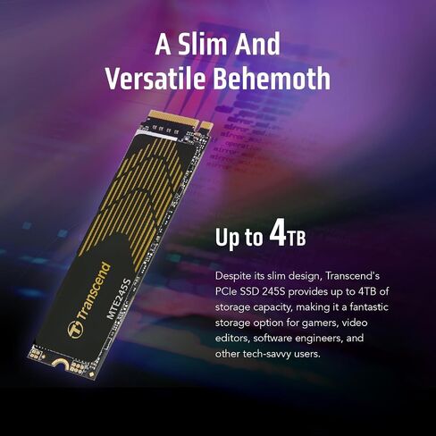 محرك الأقراص الصلبة الداخلي للألعاب Transcend TS4TMTE245S سعة 4 تيرابايت M.2 PCIe Gen4x4 2280 NVMe مع مبدد حرارة الجرافين، مع سرعات تصل إلى 4,800 ميجابايت/ثانية in Saudi Arabia