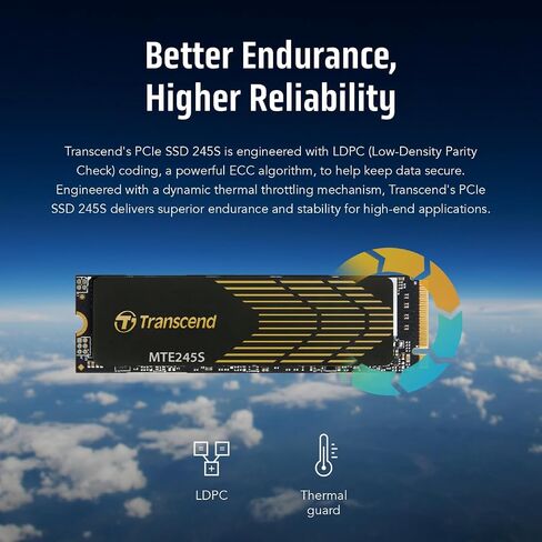 محرك الأقراص الصلبة الداخلي للألعاب Transcend TS4TMTE245S سعة 4 تيرابايت M.2 PCIe Gen4x4 2280 NVMe مع مبدد حرارة الجرافين، مع سرعات تصل إلى 4,800 ميجابايت/ثانية in Saudi Arabia
