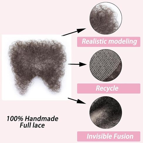 Fake Private Hair 100% Handmade Full Lace Biniki Hair Invisible Realistic Body Hairs, Fake Chest Hairs Mustache for Men and Women in Kuwait