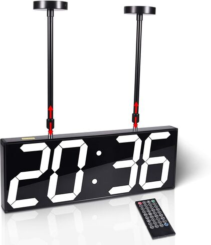 Goetland 20 inch Oversized Digital Clock Double Sided Wall Clock LED Modern Large Display Temperaturer Multi Functional Remote Control 4-Digit for Kitchen Office Living Room Classroom Single Red in Kuwait