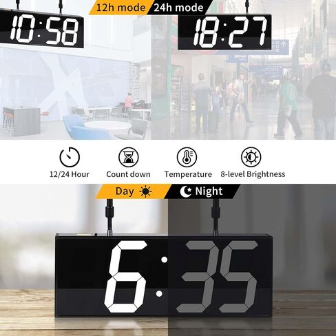 Goetland 20 inch Oversized Digital Clock Double Sided Wall Clock LED Modern Large Display Temperaturer Multi Functional Remote Control 4-Digit for Kitchen Office Living Room Classroom Single Red in Kuwait