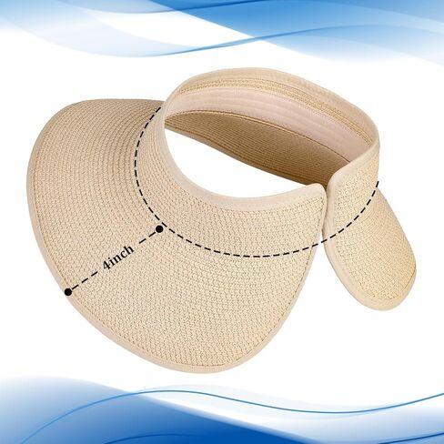 Sun Visor Hats for Women, Summer Packable Straw Beach Hat UV Protection 2025, Women's Ponytail Hat, Foldable Travel in Kuwait