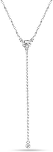 LeCalla 925 Sterling Silver CZ Necklace for Women Jewelry Lightweight Adjustable Lariat Zirconia Choker Y Chain Necklace in Kuwait