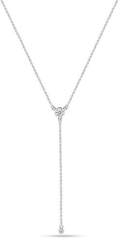 LeCalla 925 Sterling Silver CZ Necklace for Women Jewelry Lightweight Adjustable Lariat Zirconia Choker Y Chain Necklace in Kuwait