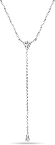 LeCalla 925 Sterling Silver CZ Necklace for Women Jewelry Lightweight Adjustable Lariat Zirconia Choker Y Chain Necklace in Kuwait