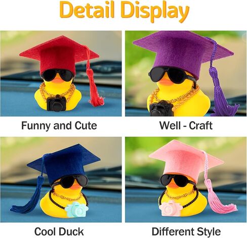 Wonuu Rubber Duck Car Decoration Color Treawate Hat Camera Car Car Duck Duck Dashboard Decorations لإكسسوارات السيارات الرائعة مع قلادة ونظارات شمسية ، أخضر in Kuwait