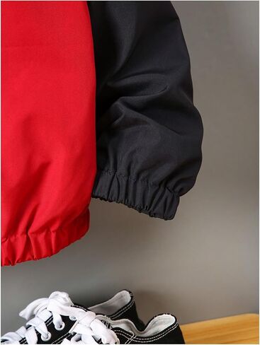 Girl's Graphic Letter Print Zip Up Jacket Long Sleeve Color Block Drop Shoulder Outerwear in Saudi Arabia