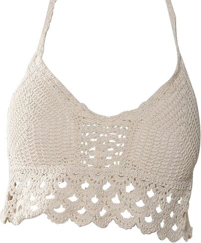 Crochet Top for Women Summer Beachwear Padded Corsets Halter Backless Bikini Boho Tank Tops Knit Bra Bralette Cover Up in Saudi Arabia
