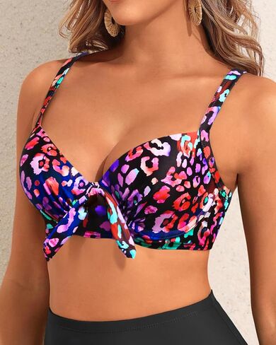 Women Underwire Bikini Swim Top - Push Up Knot Front Swimsuit Top 2025 Bathing Suit Bra in Saudi Arabia