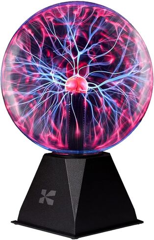 Katzco 8 Inch Plasma Ball - Static Electricity in a Vacuum Pressurized Glass Globe - Nebula Thunder Lightning, Plug-in - for Parties, Decorations, Prop, Home, STEM in Kuwait