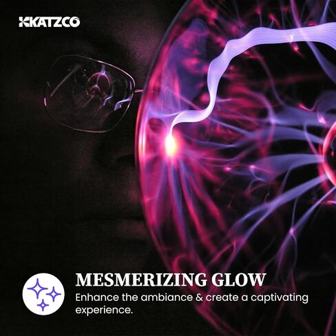Katzco 8 Inch Plasma Ball - Static Electricity in a Vacuum Pressurized Glass Globe - Nebula Thunder Lightning, Plug-in - for Parties, Decorations, Prop, Home, STEM in Kuwait