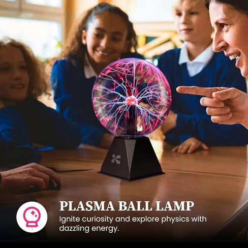 Katzco 8 Inch Plasma Ball - Static Electricity in a Vacuum Pressurized Glass Globe - Nebula Thunder Lightning, Plug-in - for Parties, Decorations, Prop, Home, STEM in Kuwait