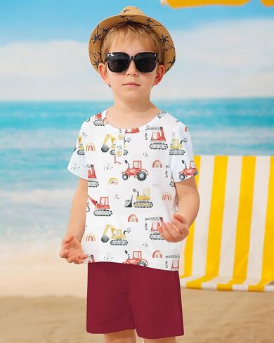 Coco&RARA Toddler Boy Clothes Outfits Casual Graphic Print T-Shirt + Elastic Waist Pockets Shorts Boy Clothes Set 2-7T in Saudi Arabia