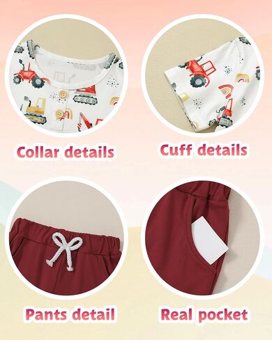 Coco&RARA Toddler Boy Clothes Outfits Casual Graphic Print T-Shirt + Elastic Waist Pockets Shorts Boy Clothes Set 2-7T in Saudi Arabia