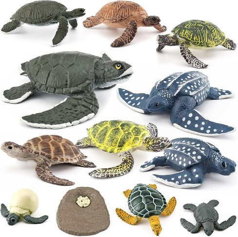 Sea Animals Figurines Set 18PCS Sea Turtle Small Figure Christmas Bath Toys Gift for Kids Toddlers Preschool Educational Playset Whale Ornament in Saudi Arabia
