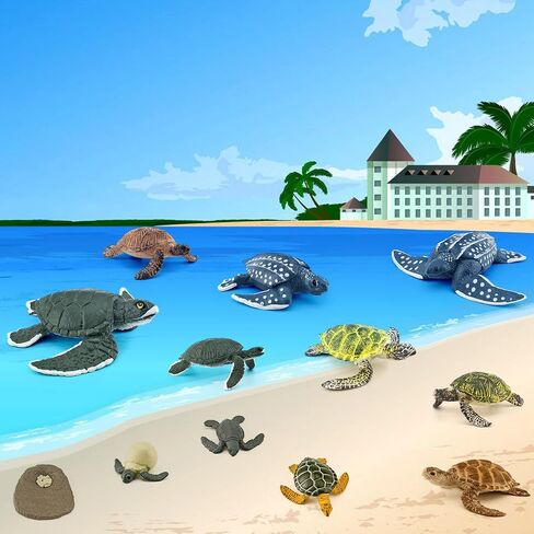 Sea Animals Figurines Set 18PCS Sea Turtle Small Figure Christmas Bath Toys Gift for Kids Toddlers Preschool Educational Playset Whale Ornament in Saudi Arabia