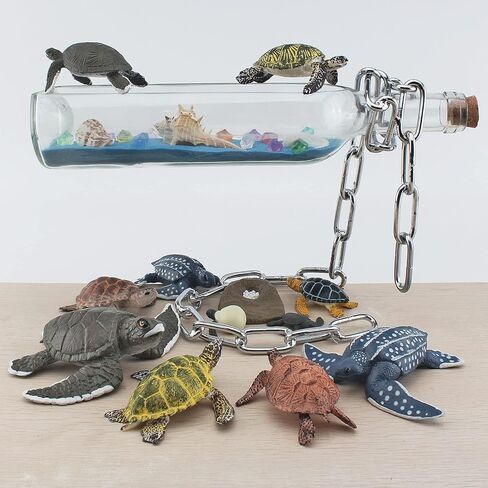 Sea Animals Figurines Set 18PCS Sea Turtle Small Figure Christmas Bath Toys Gift for Kids Toddlers Preschool Educational Playset Whale Ornament in Saudi Arabia