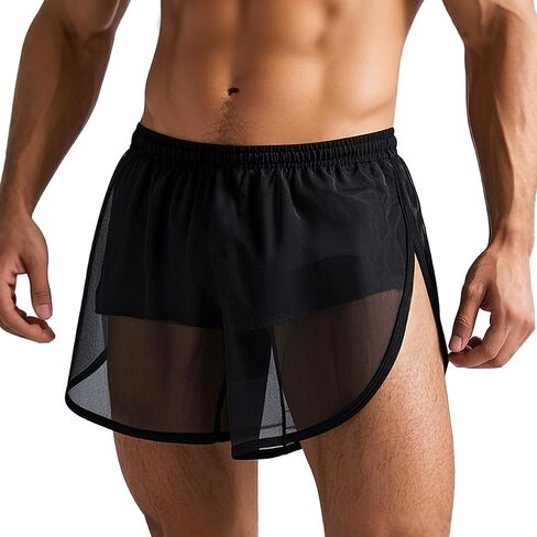 YINYOUYU Mens Sexy Mesh See Through Shorts Underwear Loose Sheer Breathable Boxers Short in Saudi Arabia