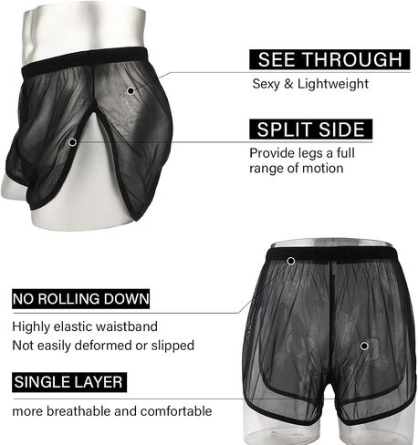 YINYOUYU Mens Sexy Mesh See Through Shorts Underwear Loose Sheer Breathable Boxers Short in Saudi Arabia