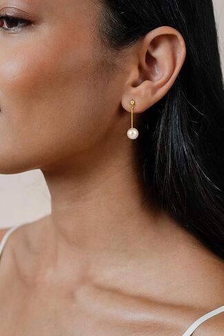 Pearl Earrings for Women, Dainty 14K Gold Plated Pearl Drop Dangle Earring for Women Trendy Cubic Zirconia Simple Hypoallergenic Earrings Fashion Jewelry in Kuwait