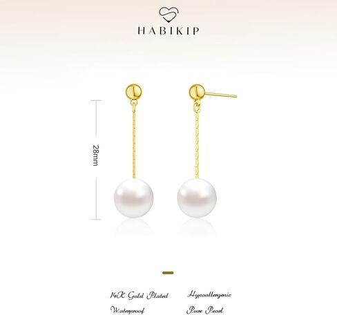 Pearl Earrings for Women, Dainty 14K Gold Plated Pearl Drop Dangle Earring for Women Trendy Cubic Zirconia Simple Hypoallergenic Earrings Fashion Jewelry in Kuwait