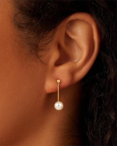 Pearl Earrings for Women, Dainty 14K Gold Plated Pearl Drop Dangle Earring for Women Trendy Cubic Zirconia Simple Hypoallergenic Earrings Fashion Jewelry in Kuwait