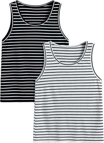 Milumia Men's 2 Pack Striped Tank Top Sleeveless Round Neck Casual Tops in Saudi Arabia