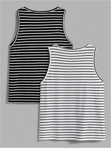 Milumia Men's 2 Pack Striped Tank Top Sleeveless Round Neck Casual Tops in Saudi Arabia