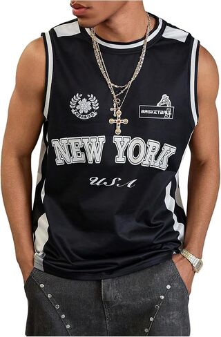 Verdusa Men's Vintage Graphic Tees Men Letter Print Tank Tops Round Neck Sleeveless Shirts in Kuwait
