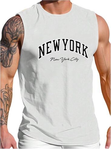 Verdusa Men's Vintage Graphic Tees Men Letter Print Tank Tops Round Neck Sleeveless Shirts in Kuwait