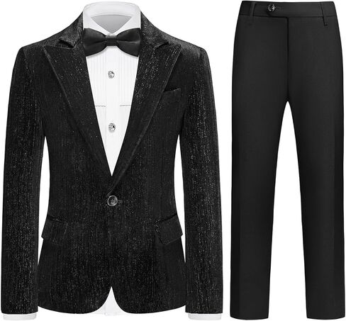 Lamgool Boys Velvet Suit Set Slim Fit Tuxedo Kids الرسمية الزي الرسمي 4 قطعة مع قميص السترة السترة in Saudi Arabia