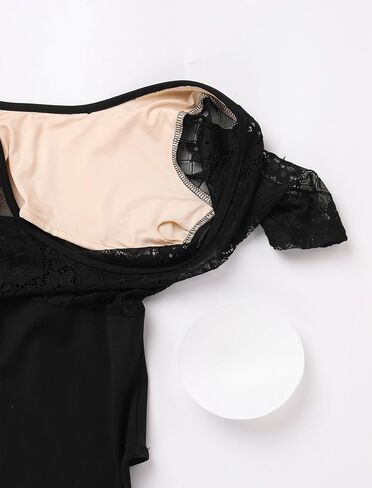 ODASDO Women Dance Leotard Lace Floral Half Sleeve Ballet Bodysuit Padded Bra Gymnastics Training Outfit One-piece in Saudi Arabia