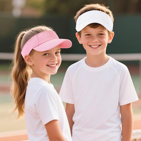 Dxhycc 2 Pack Kids Sun Visor Hats for Girls Boys, Adjustable Cotton Summer Tennis Golf Visor Hat Sports Sun Caps in Saudi Arabia