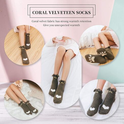 DYW Fuzzy Socks for Women Soft Cozy Fluffy Winter Warm Slipper Socks Home Sleeping Animal Socks in Kuwait