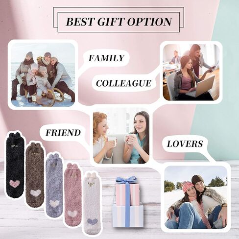 DYW Fuzzy Socks for Women Soft Cozy Fluffy Winter Warm Slipper Socks Home Sleeping Animal Socks in Kuwait