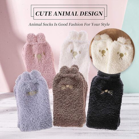 DYW Fuzzy Socks for Women Soft Cozy Fluffy Winter Warm Slipper Socks Home Sleeping Animal Socks in Kuwait