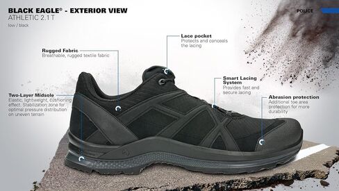HAIX Black Eagle Athletic 2.1 T Low Tactical Shoes - with Bungee Laces, Unmatched Traction, and Lightweight Design, All-Day Comfort, Black Athletic Shoe in Saudi Arabia