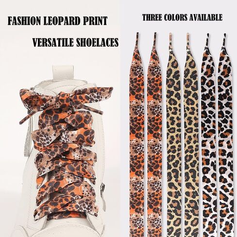 Fashion Leopard Shoe Laces, Soft Satin Ribbon Shoelaces for Casual Shoes Shoestring for Women Girls 2CM Wide 1 Pair in Saudi Arabia