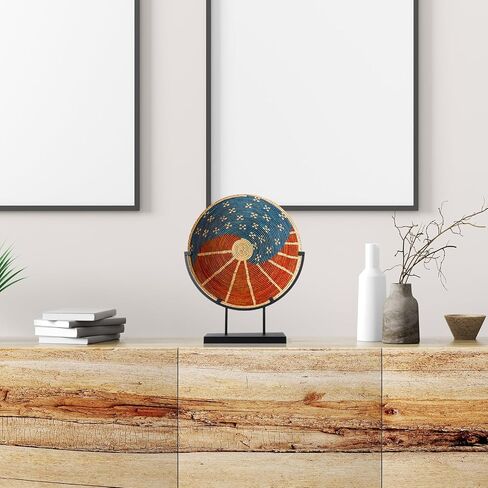 Blulu 4 PCS 8 Inch Round Metal Display Stands for Stained Glass Fused Glass Display Stands Decorative Art Base for Plate Picture Platter Photo(Black) in Kuwait